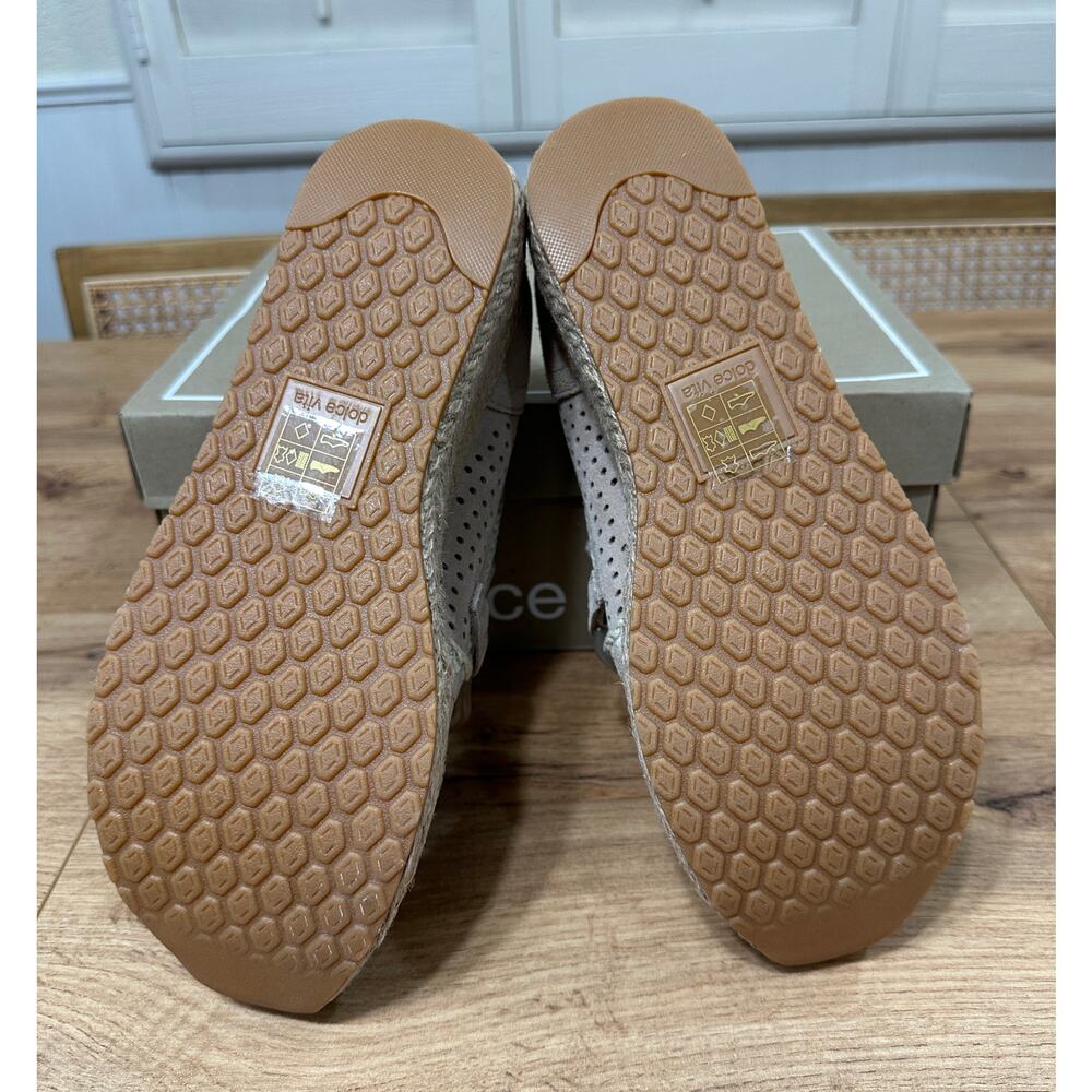 Dolce Vita Jhenee Espadrille Perforated Taupe Suede Sz 8 NIB Chunky Chain Detail - Picture 11 of 14